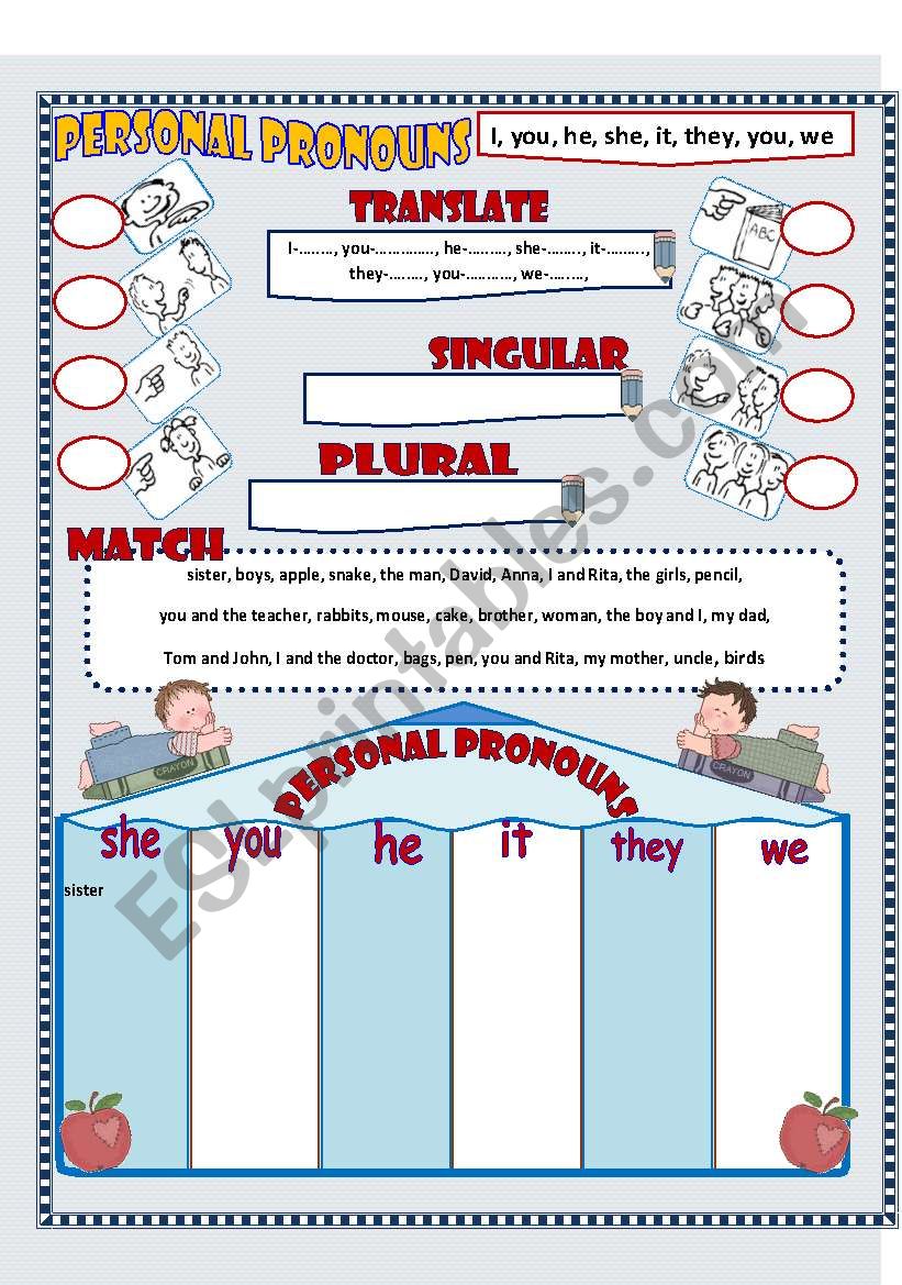 Personal Pronouns ( 2 pages) worksheet