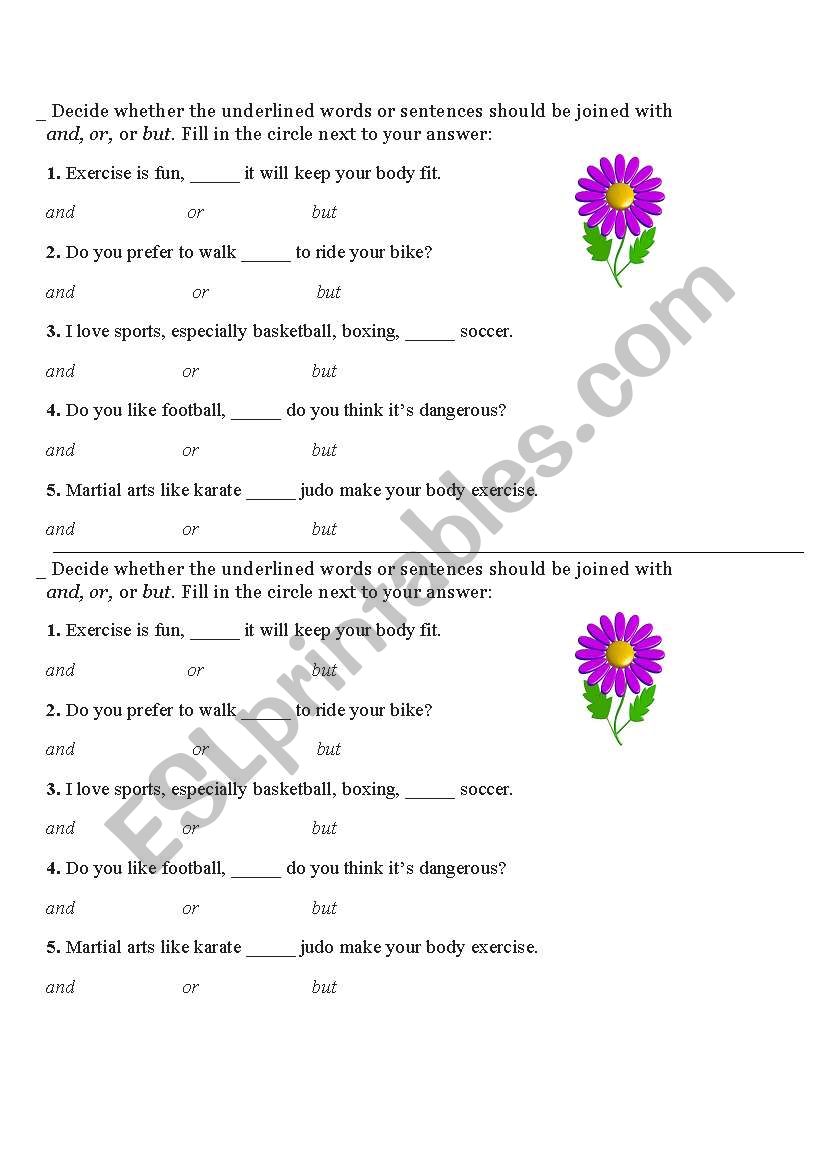 conjuctions worksheet