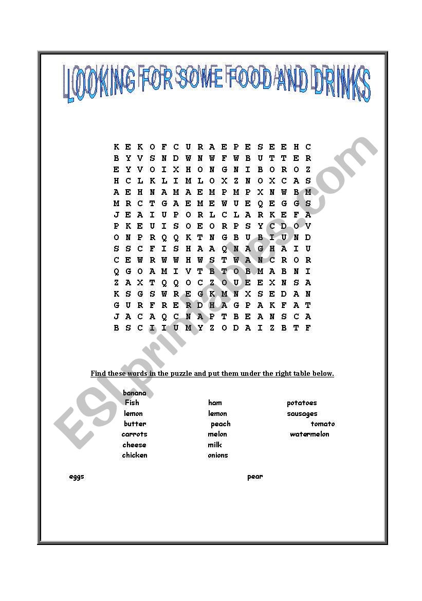 Looking for some food worksheet
