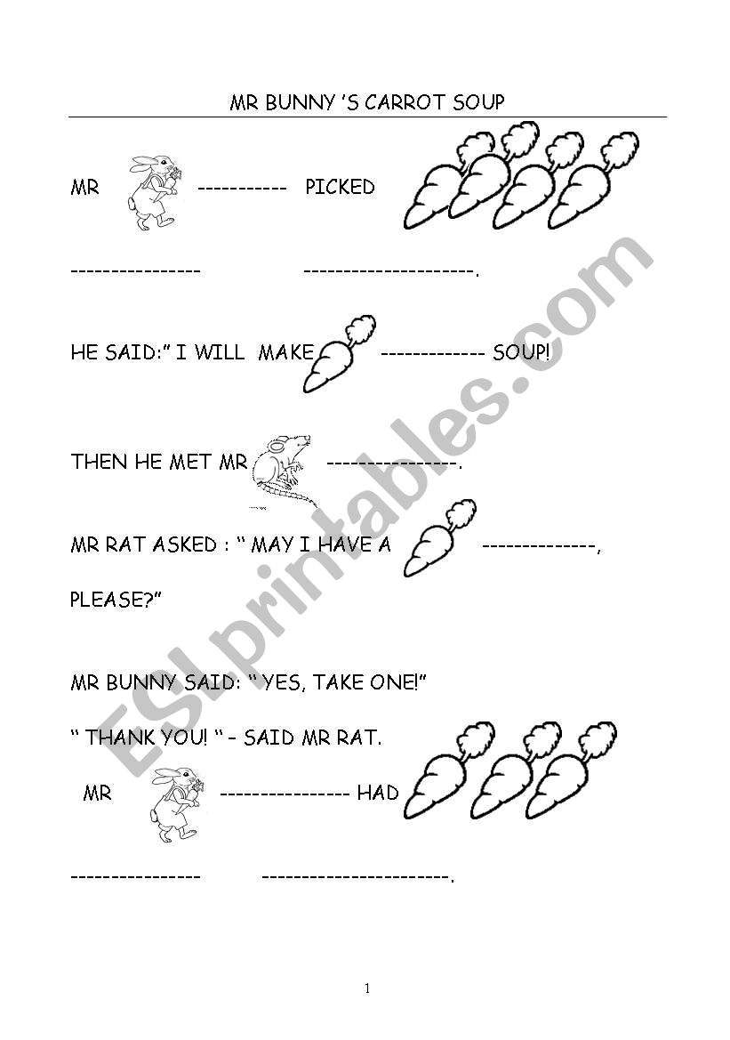 carrot soup worksheet