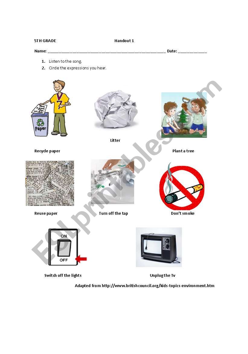 RECYCLING worksheet