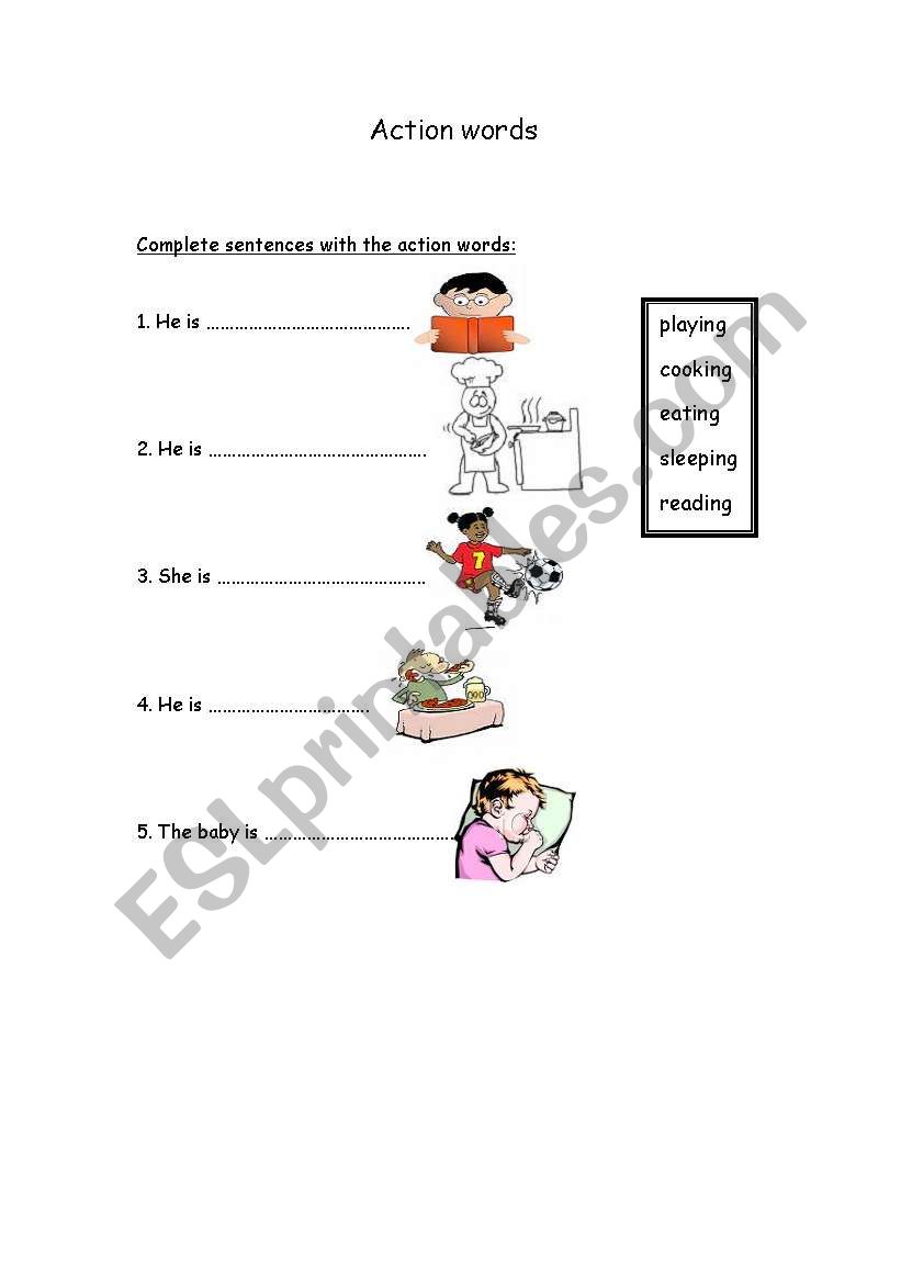 action words worksheet