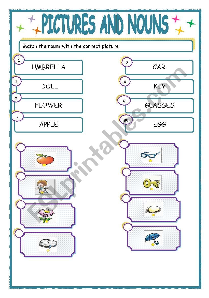 PICTURES AND NOUNS worksheet