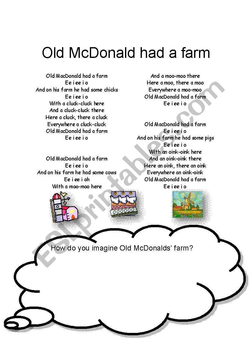 Old McDonald had a farm worksheet