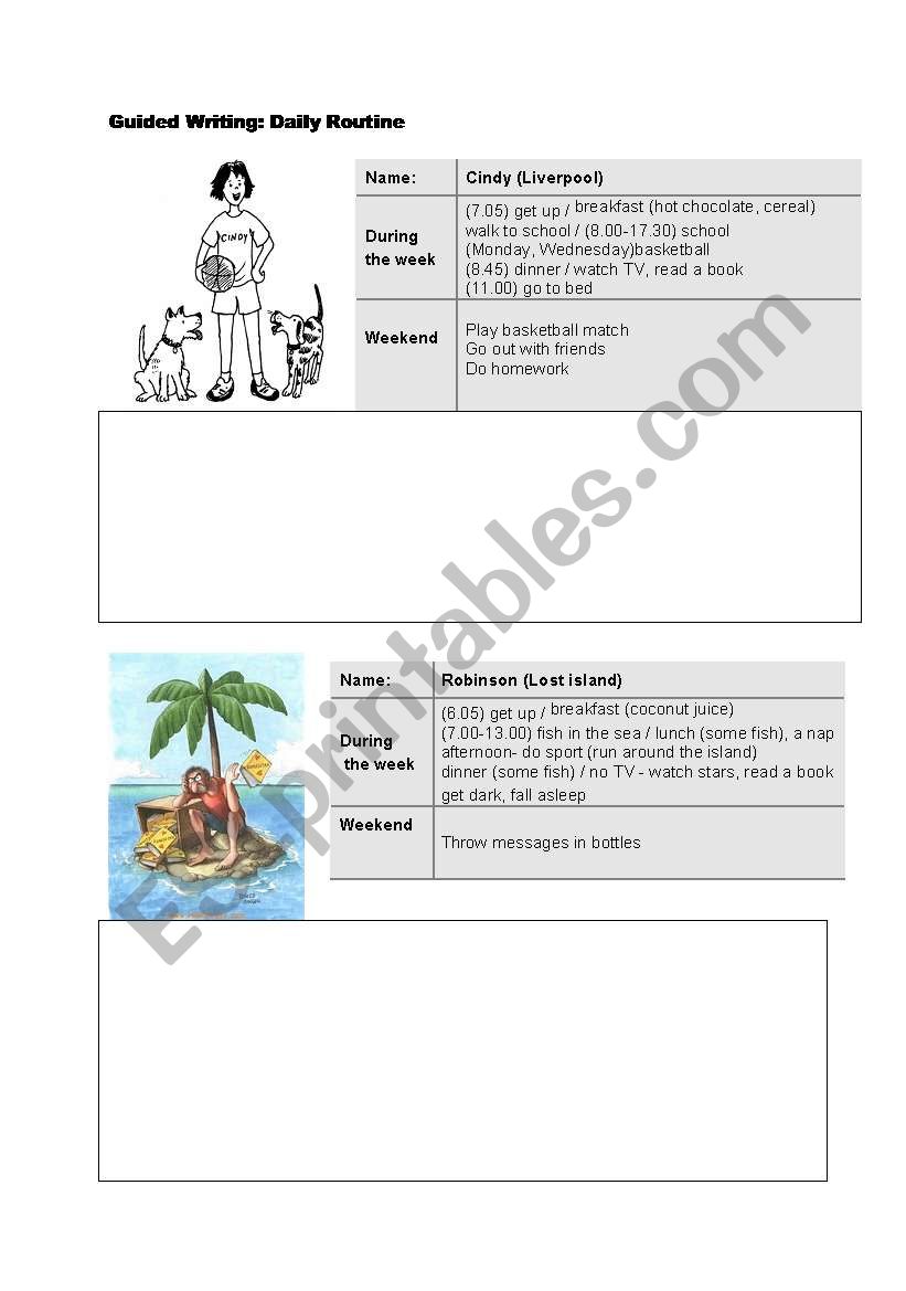 Daily Routine - Guided Writing