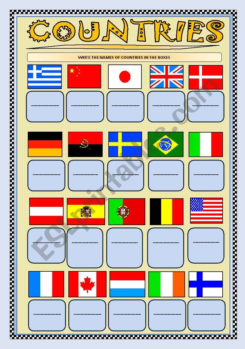 WHERE ARE YOU FROM? COUNTRIES FLAGS EXERCISE