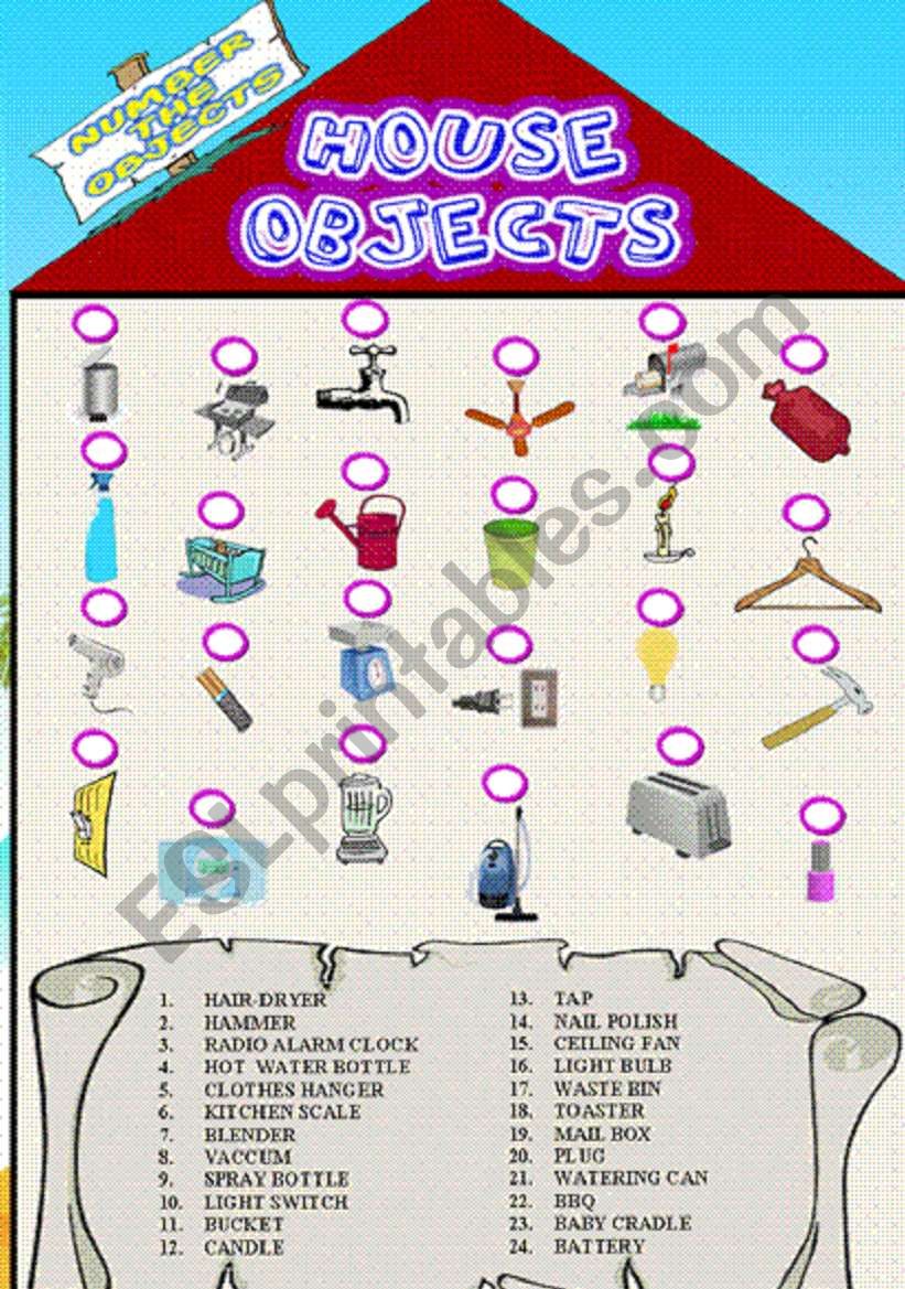 HOUSE OBJECTS worksheet