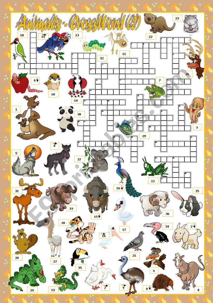 ANIMALS - CROSSWORD (2) worksheet