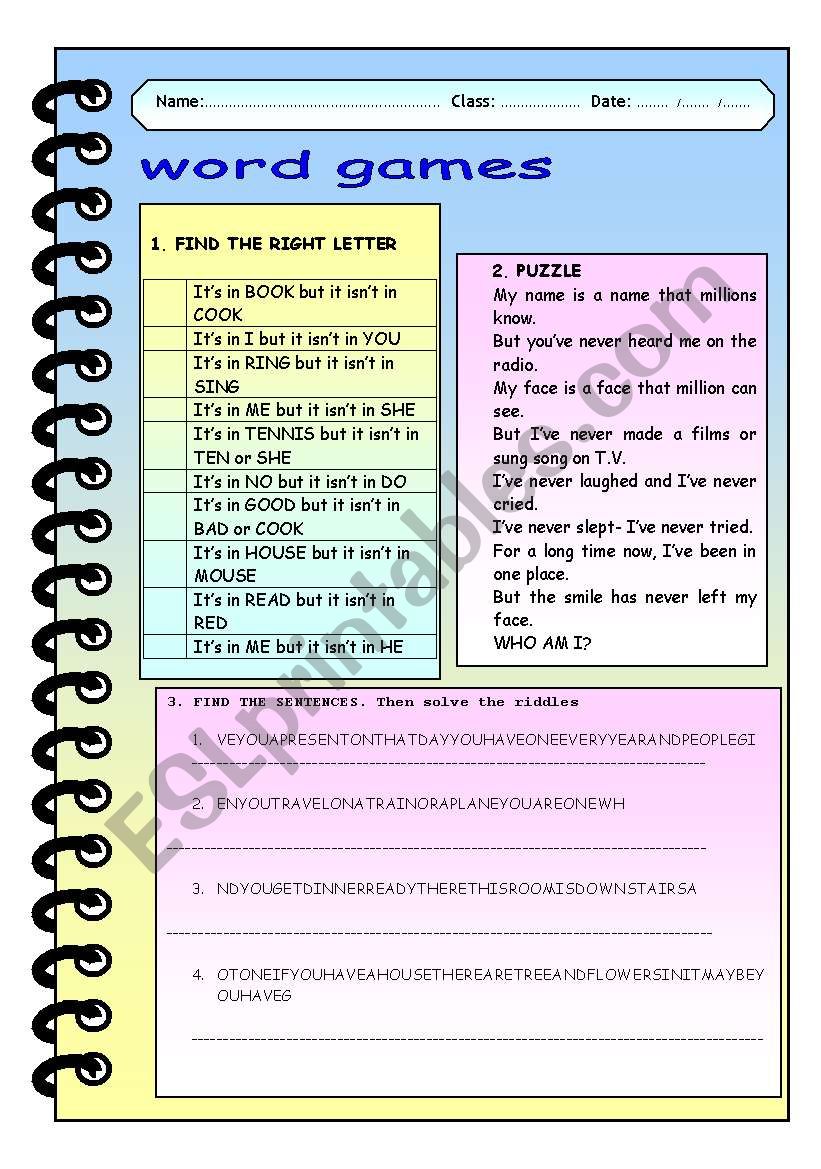 word games  worksheet