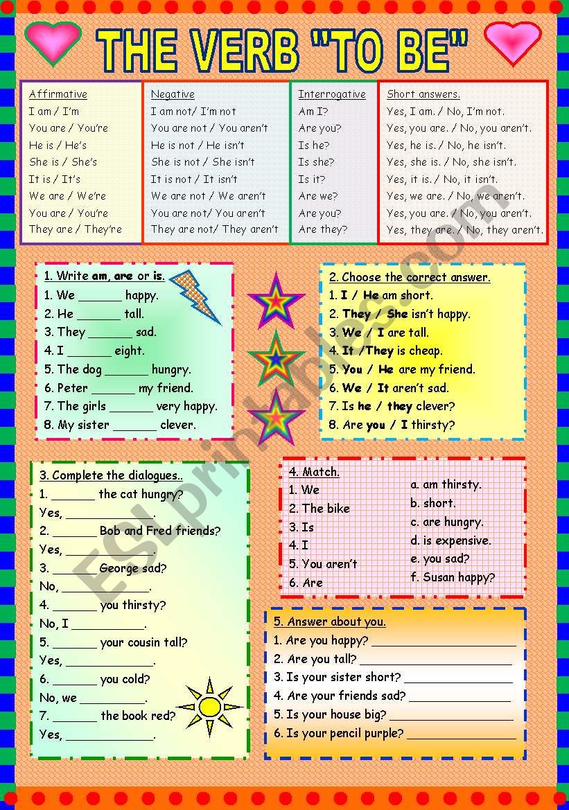 THE VERB TO BE. worksheet