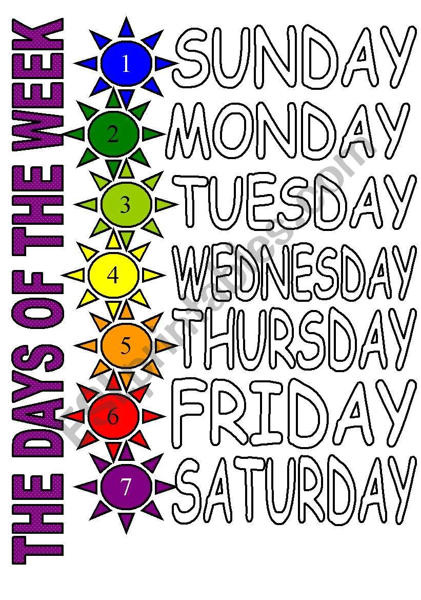 THE DAYS OF THE WEEK 2 (COLOUR)