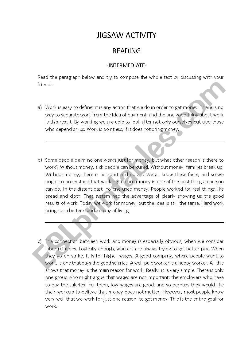 jigsaw reading worksheet