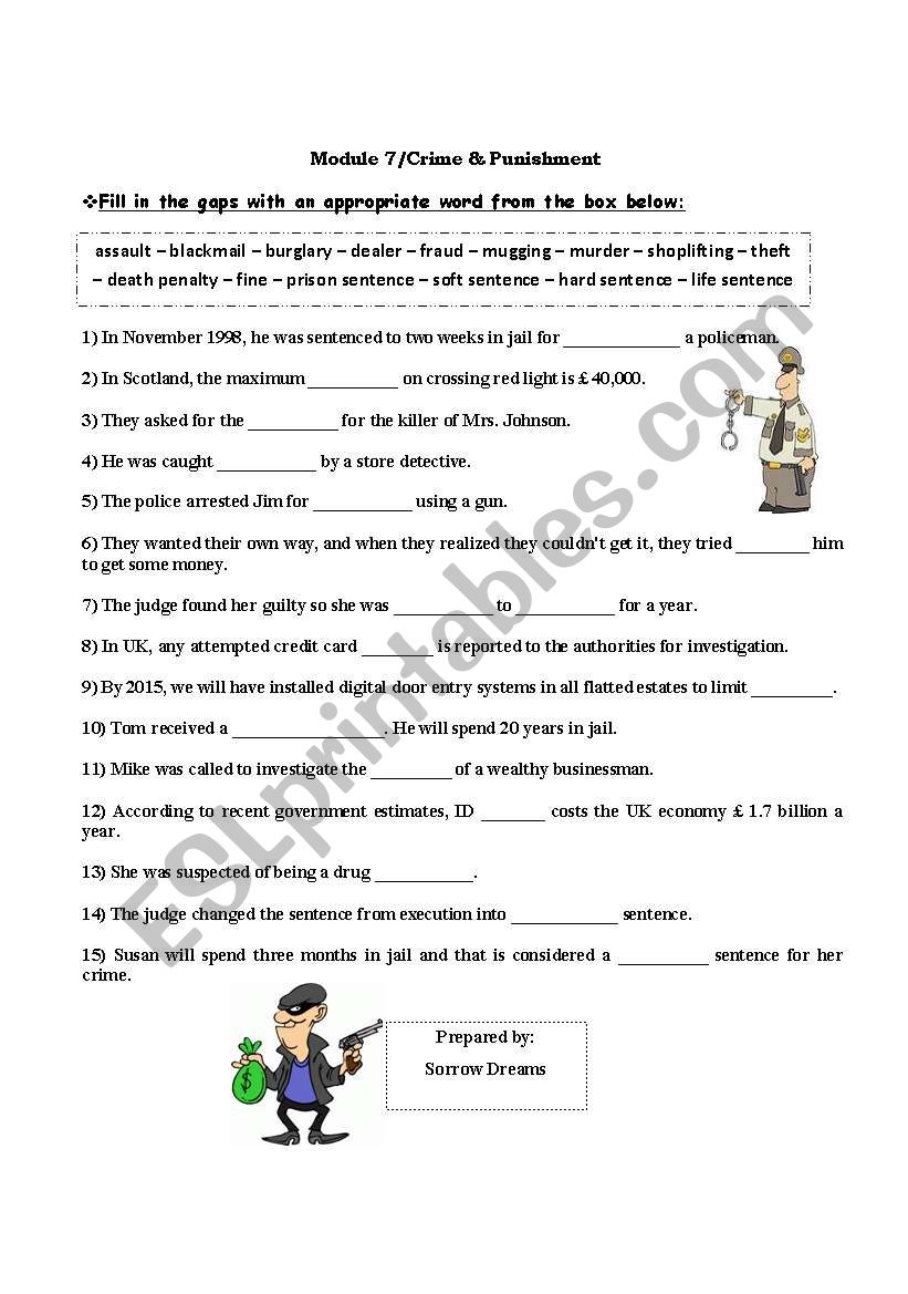 Crime and Punishment worksheet