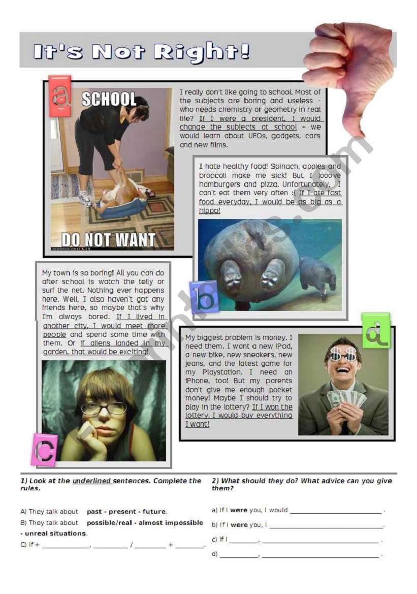 GRAMMAR IN CONTEXT: 2nd CONDITIONAL - TeenagersÂ´ problems