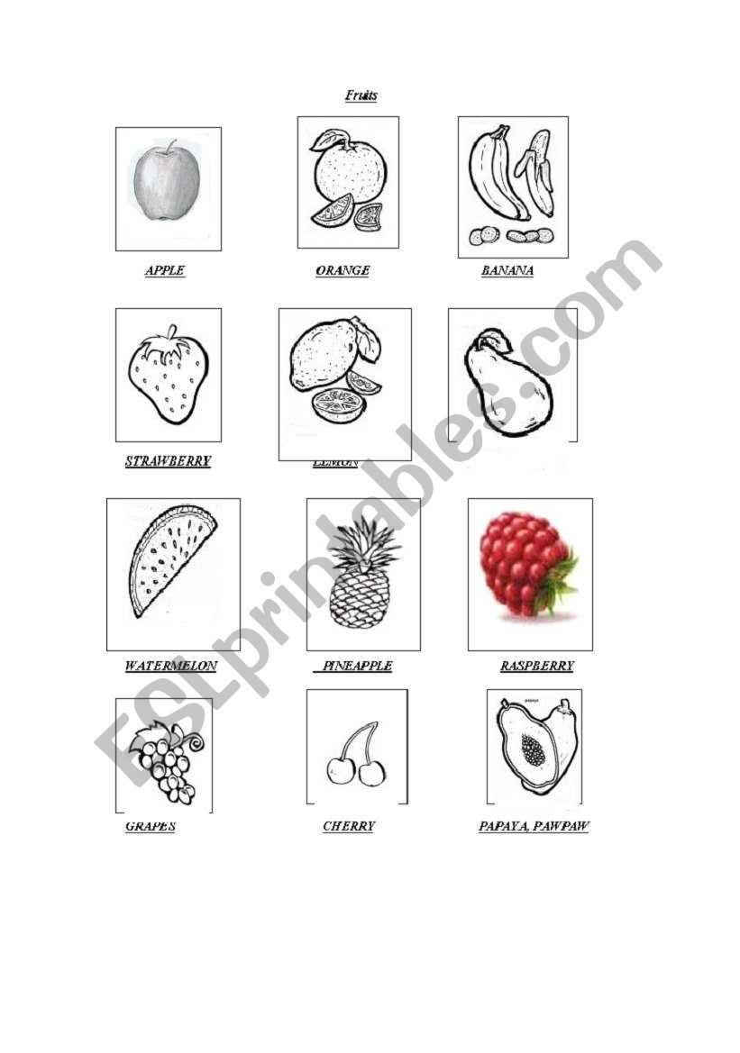 delicious fruits worksheet