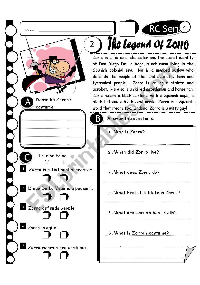 RC Series Level 1_29 The Legend Of Zorro (Fully Editable + Answer Key)
