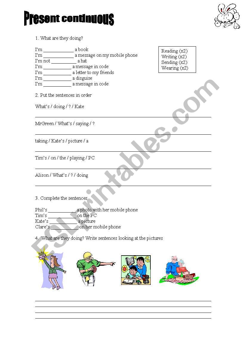 Present continuous  worksheet