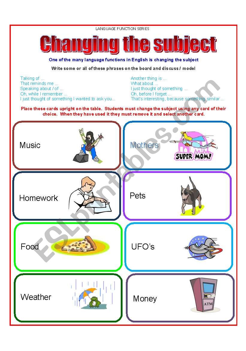 Conversation Cards worksheet