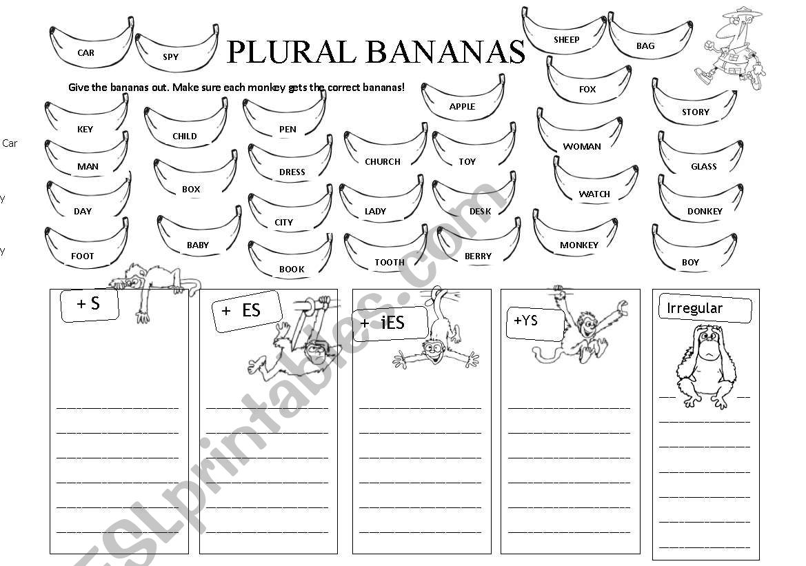 Plural Bananas worksheet