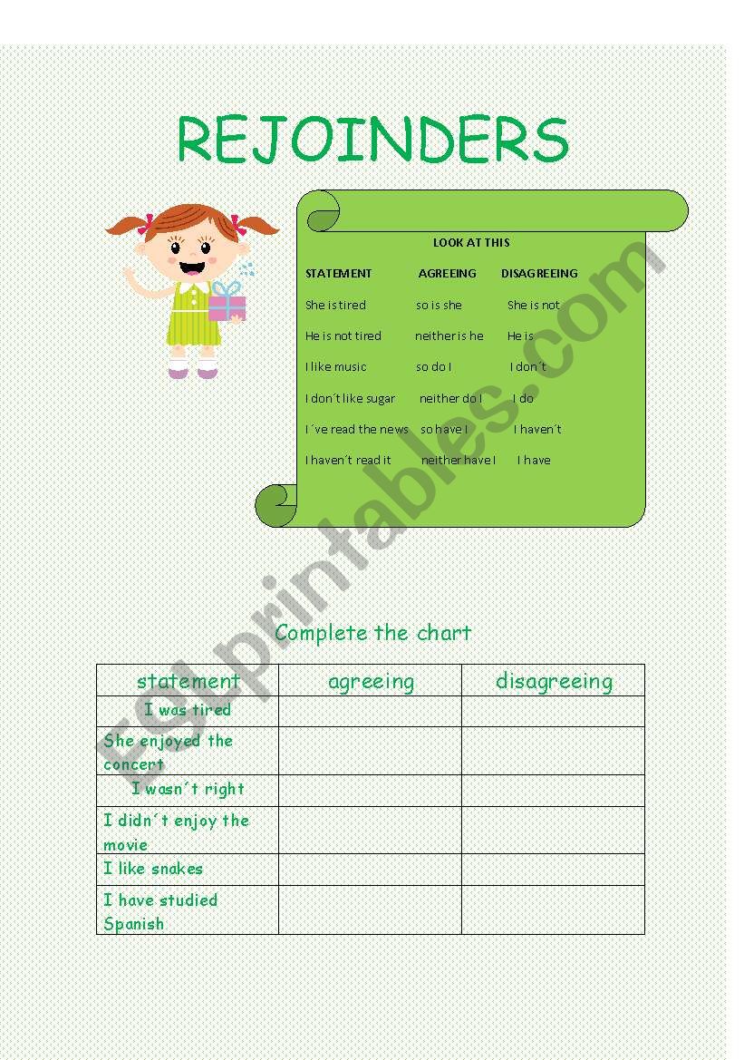 agreeing or disagreeing worksheet