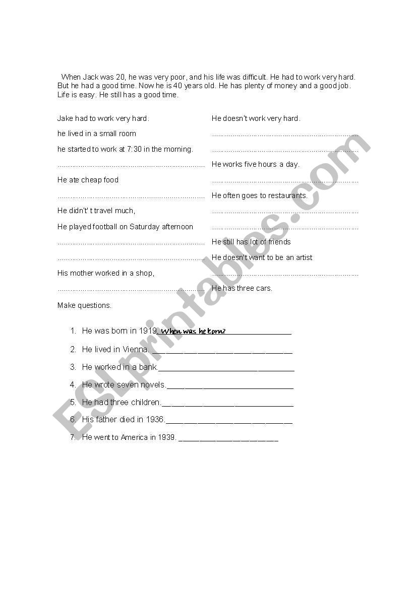 then and now worksheet