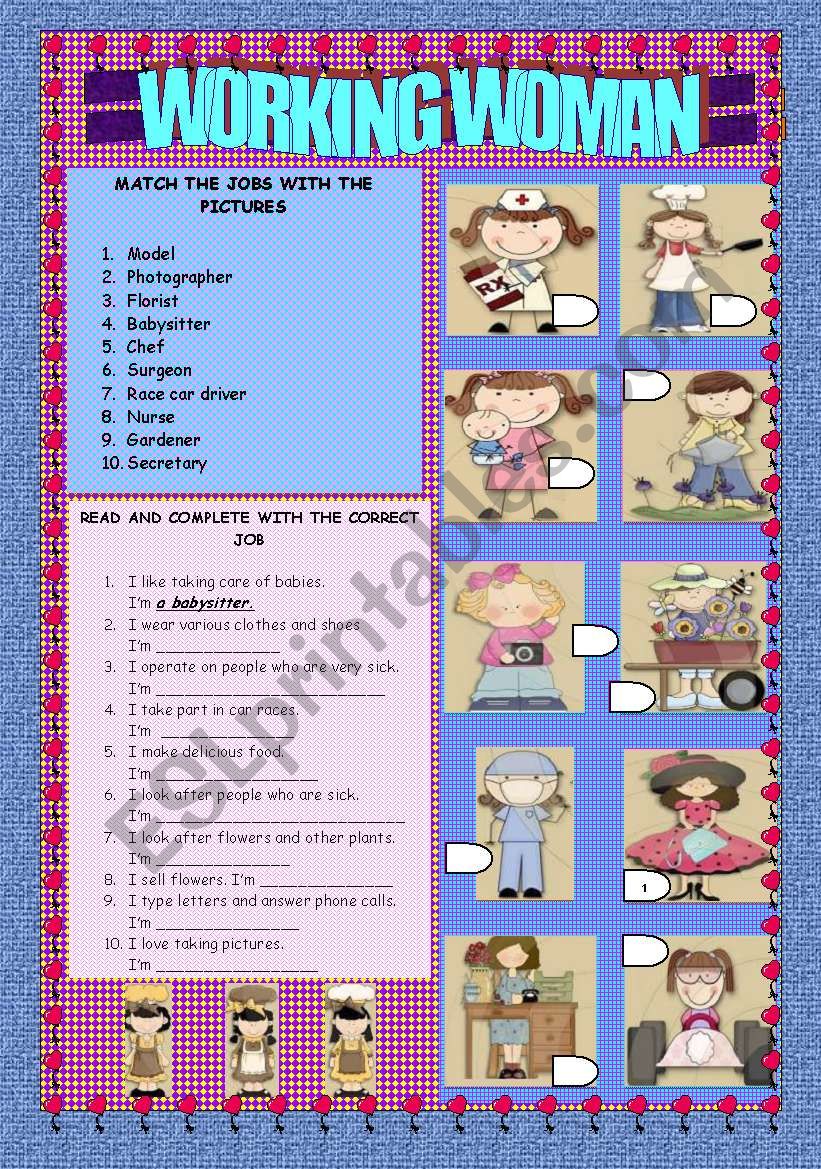 JOBS: WORKING WOMAN worksheet