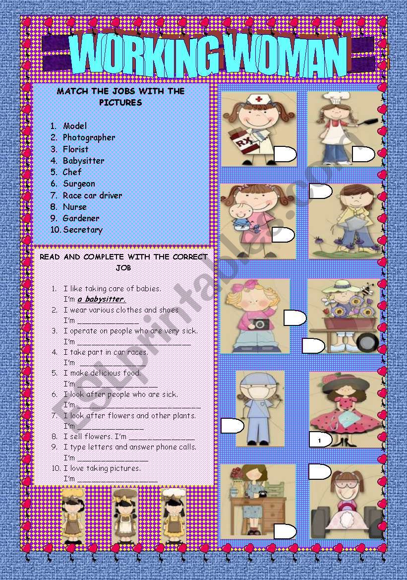 JOBS: WORKING WOMAN worksheet