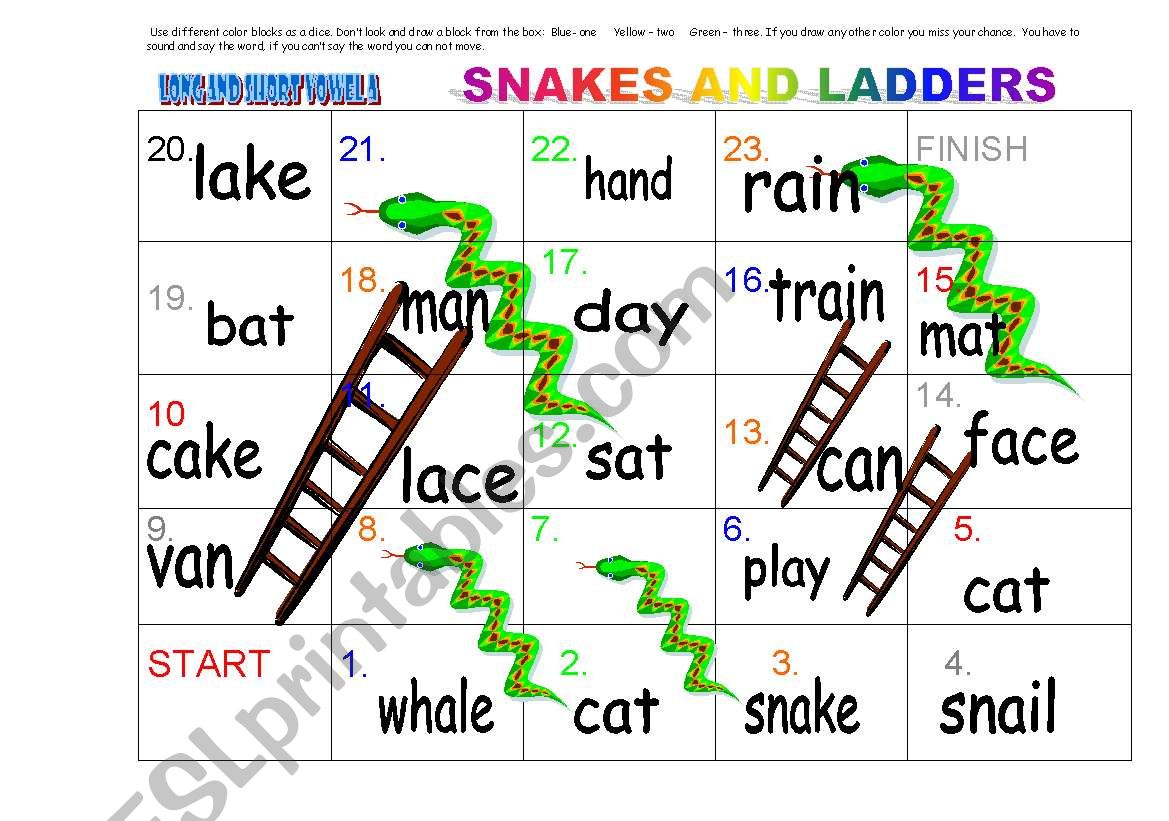Snakes and Ladders worksheet