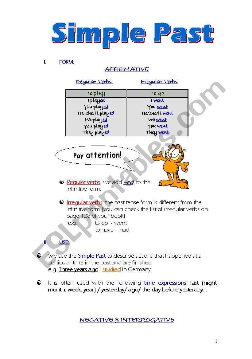 Past Simple - Grammar Guide worksheet