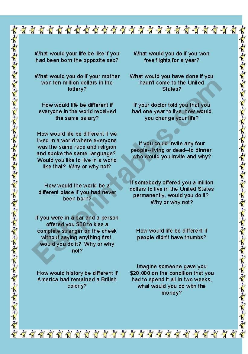 Situation cards: conditionals worksheet