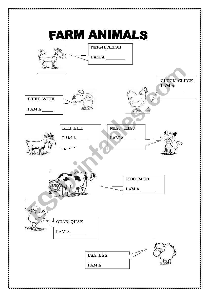 farm animals worksheet