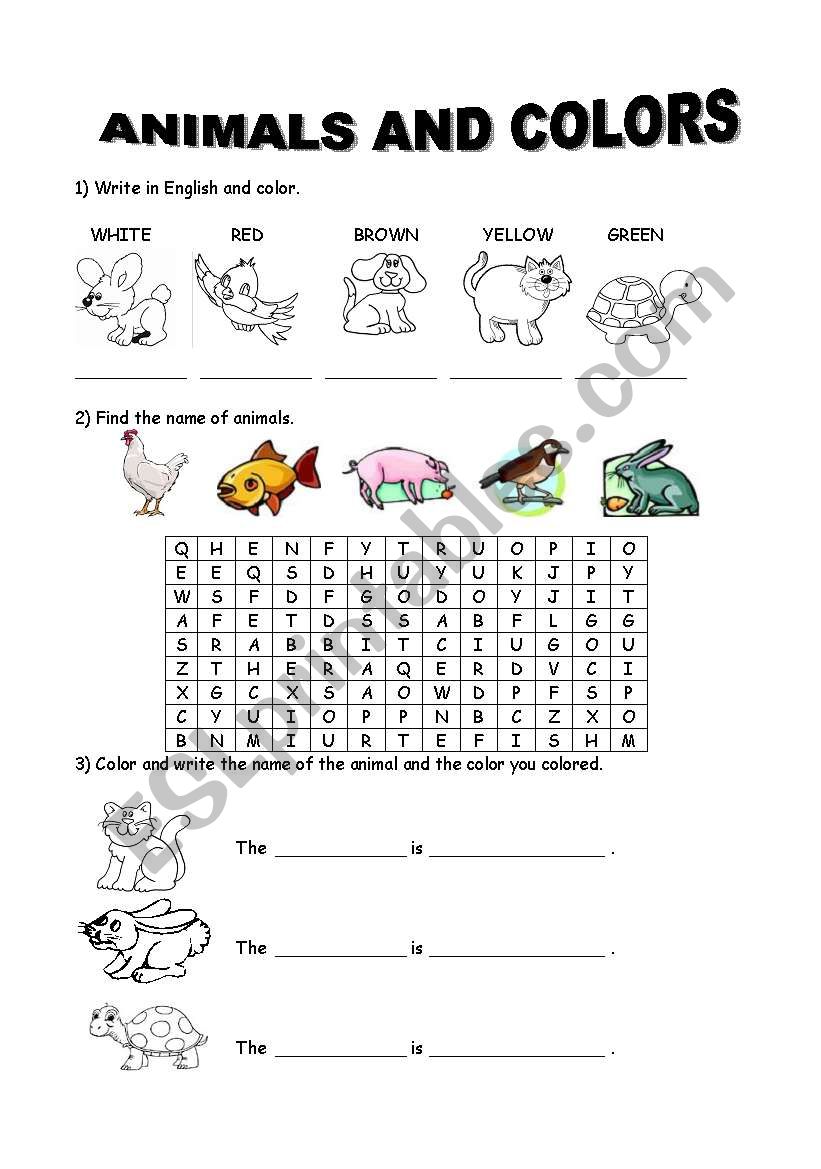 Animals and Colors worksheet