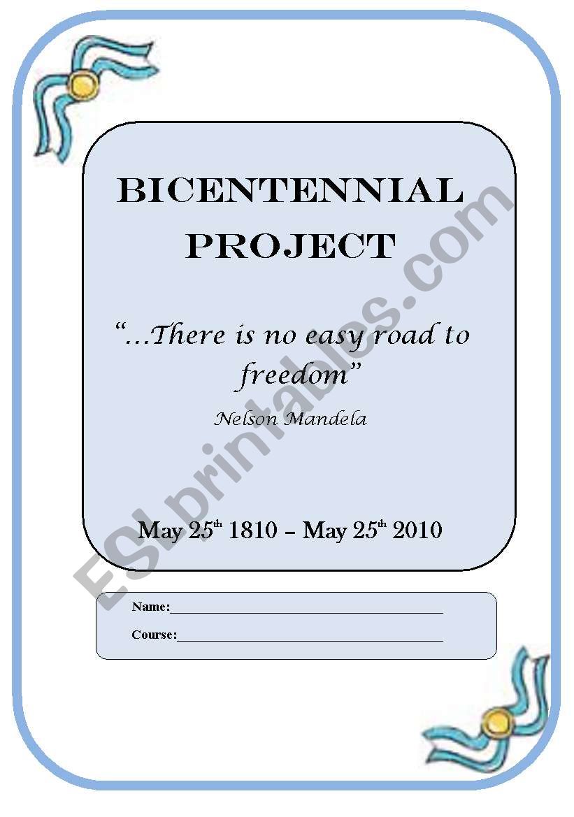 BICENTENNIAL PROJECT worksheet