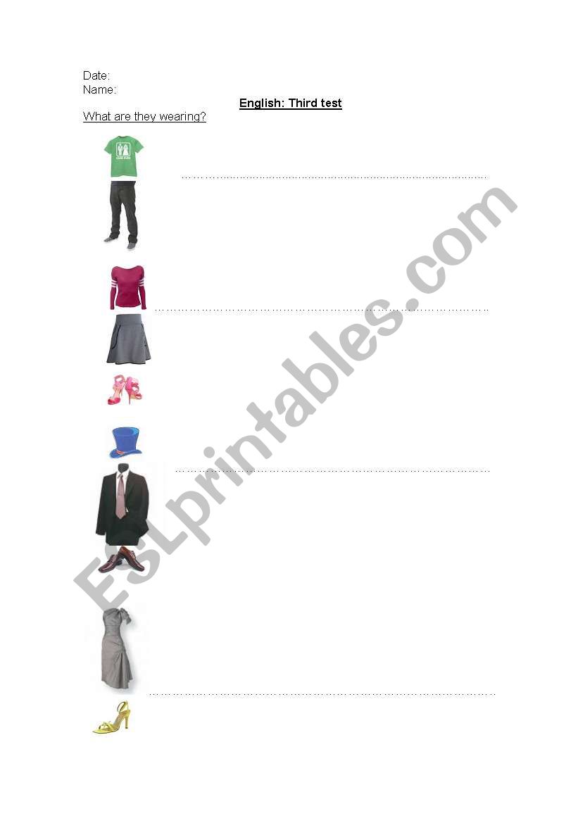 Clothes worksheet