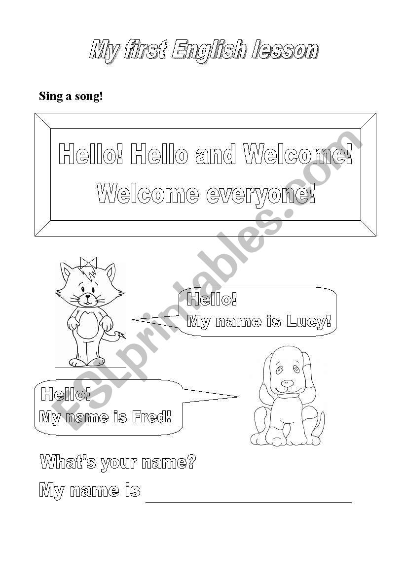 My first English lesson worksheet