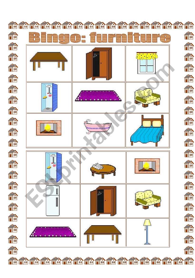 Bingo: furniture (1) - 8 bingo cards