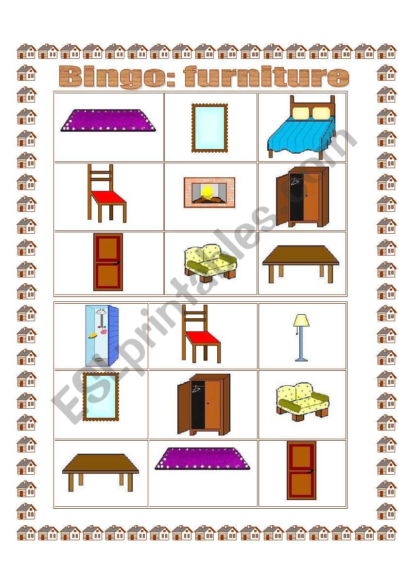 Bingo: Furniture (2) - 7 Bingo cards