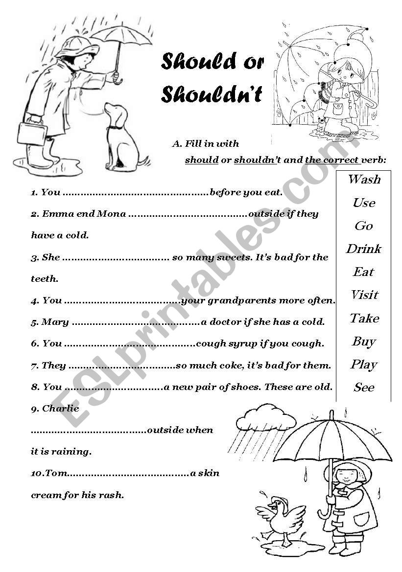 should or shouldn´t worksheet