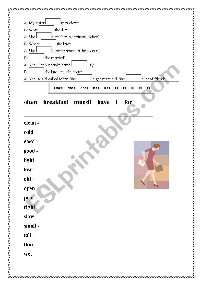 Elementary test worksheet