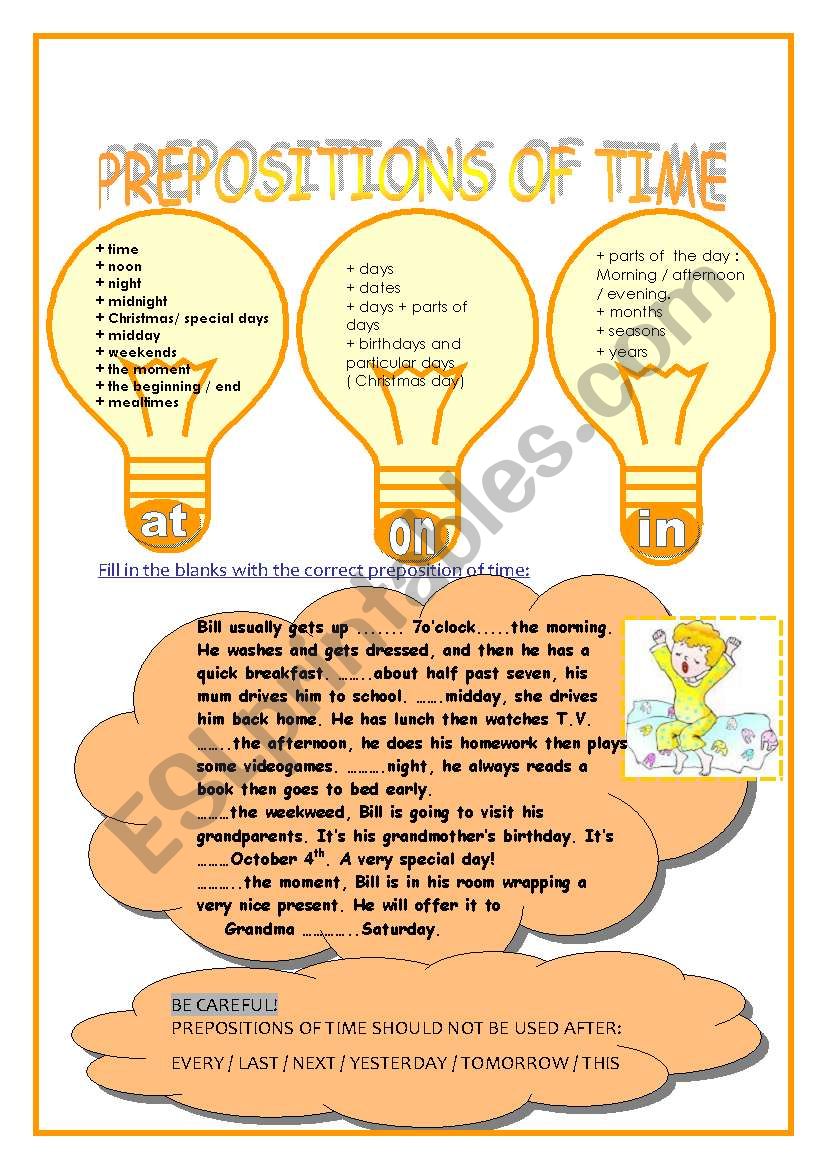 prepositions of time worksheet