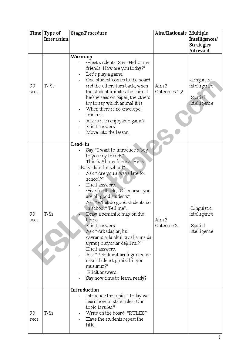 must lesson plan worksheet