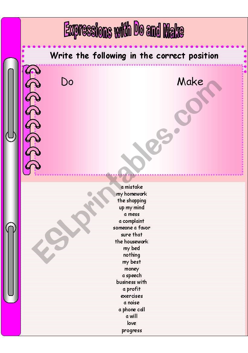 The correct expressions with the verbs 