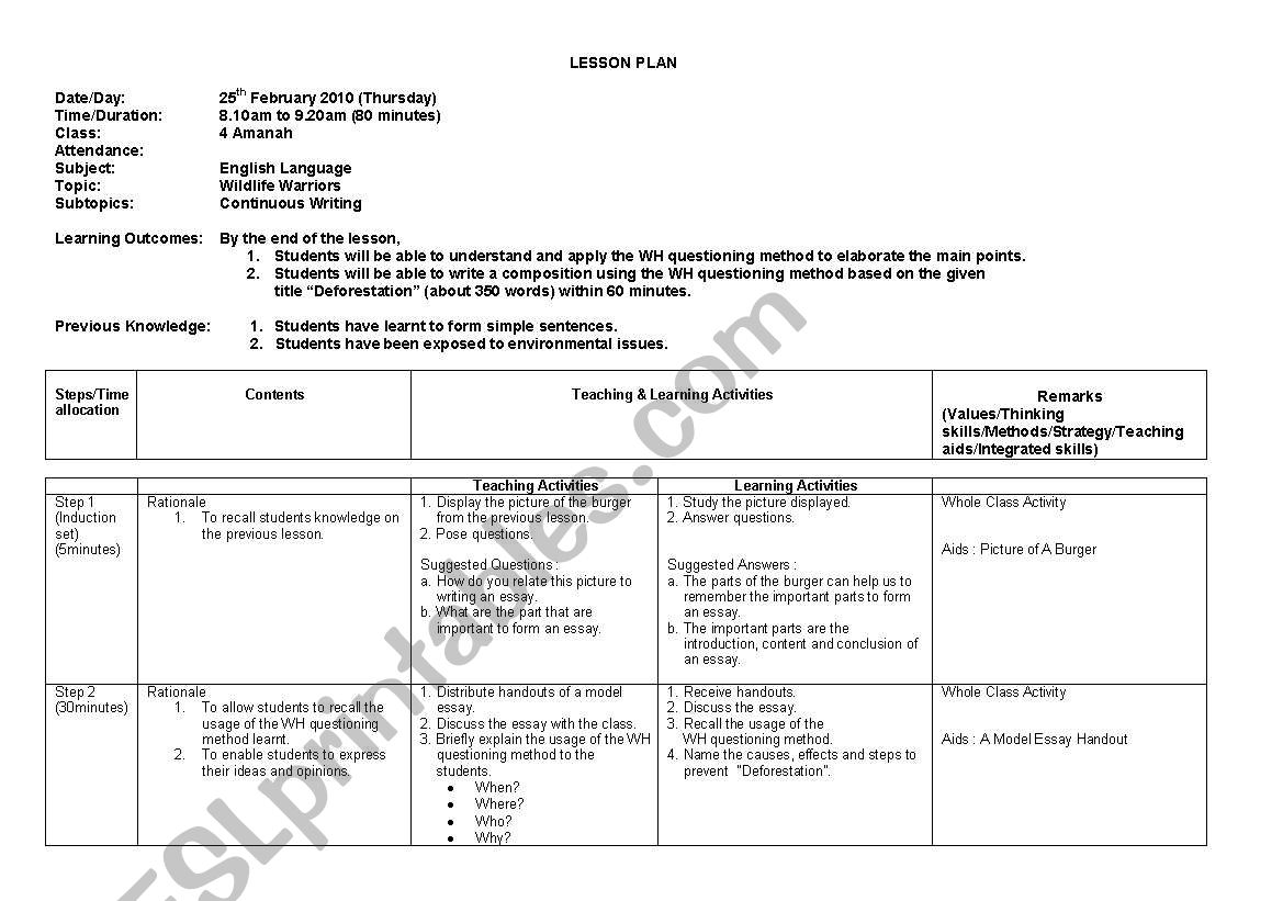 WH QUESTIONING worksheet