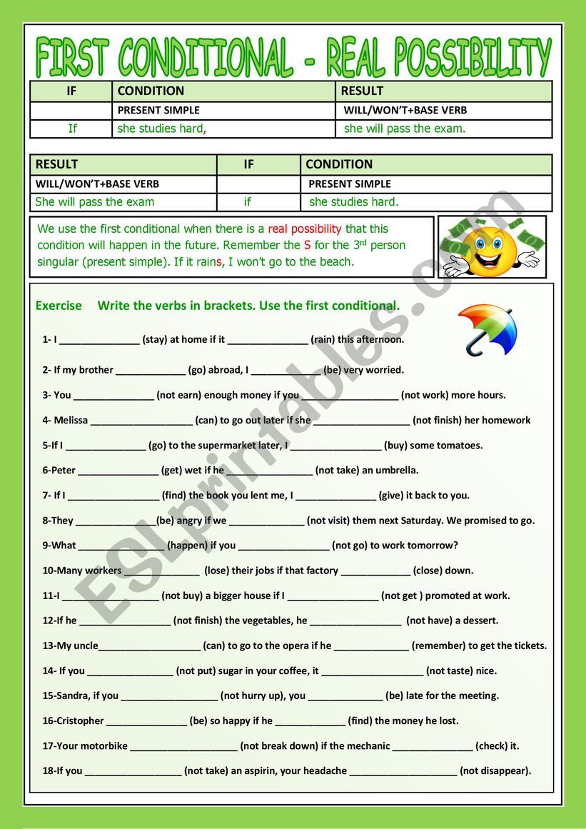 FIRST CONDITIONAL worksheet