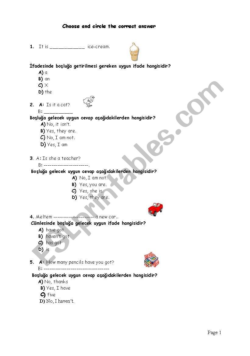 test for 4th grades worksheet