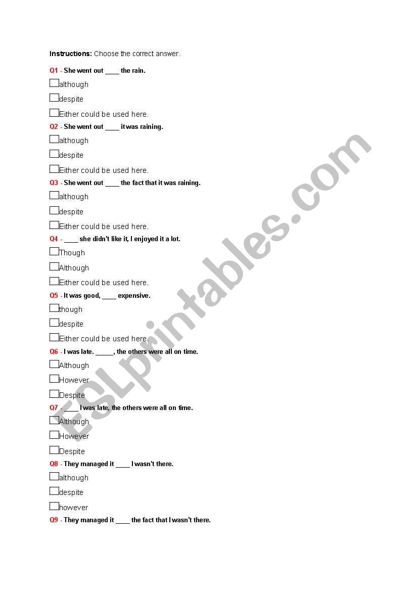 conjunction worksheet