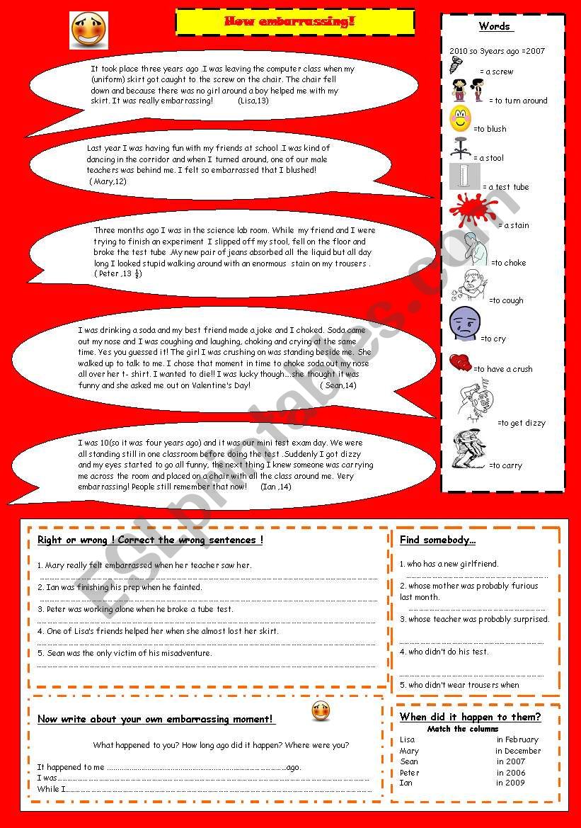 How embarrassing! worksheet