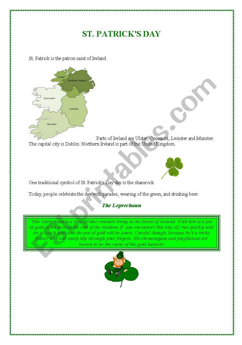 St Patricks day worksheet