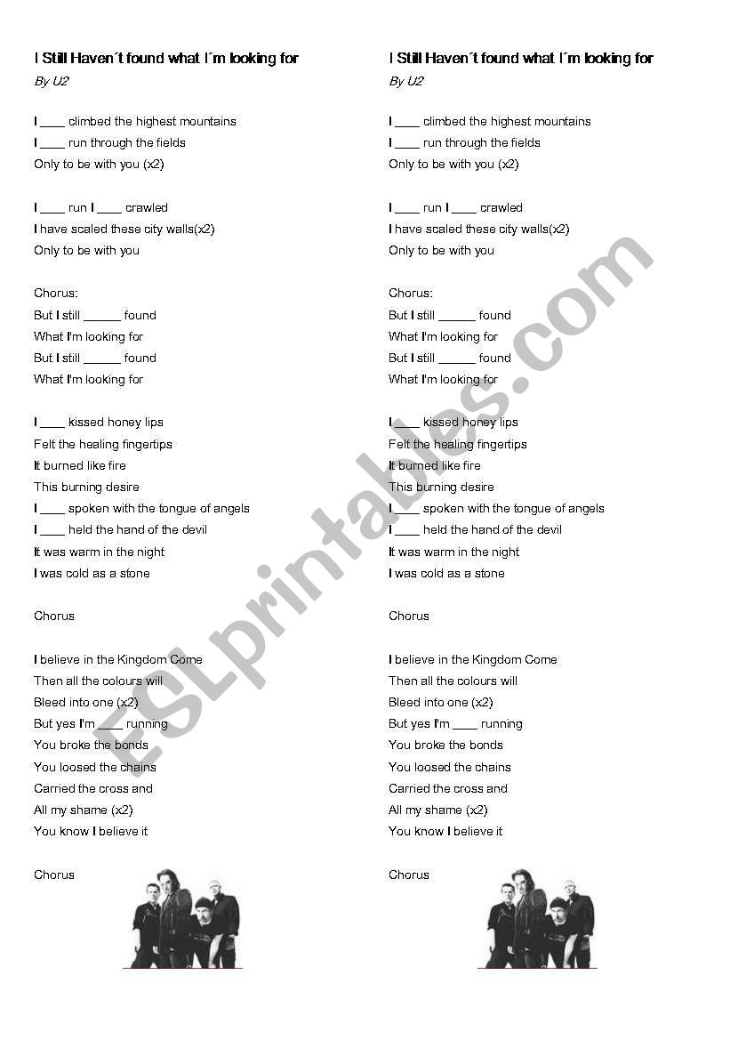 U2 Song worksheet