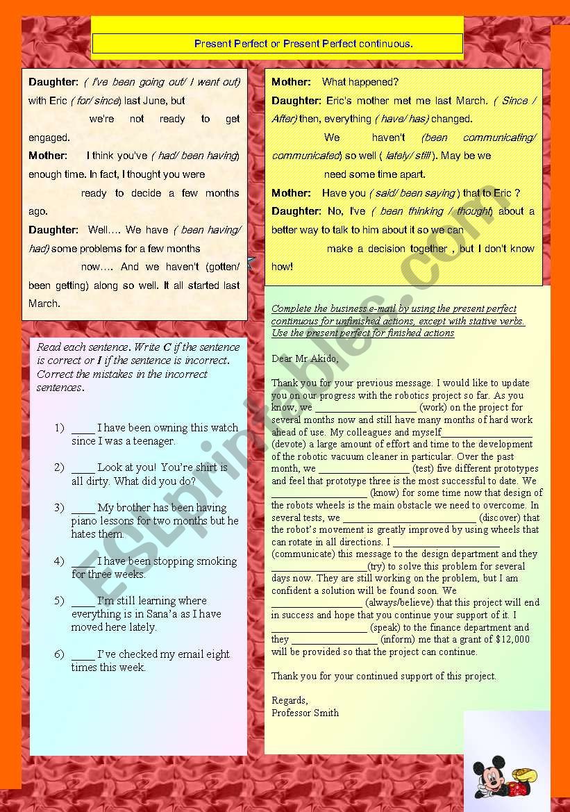 Present perfect vs Present perfect continuous